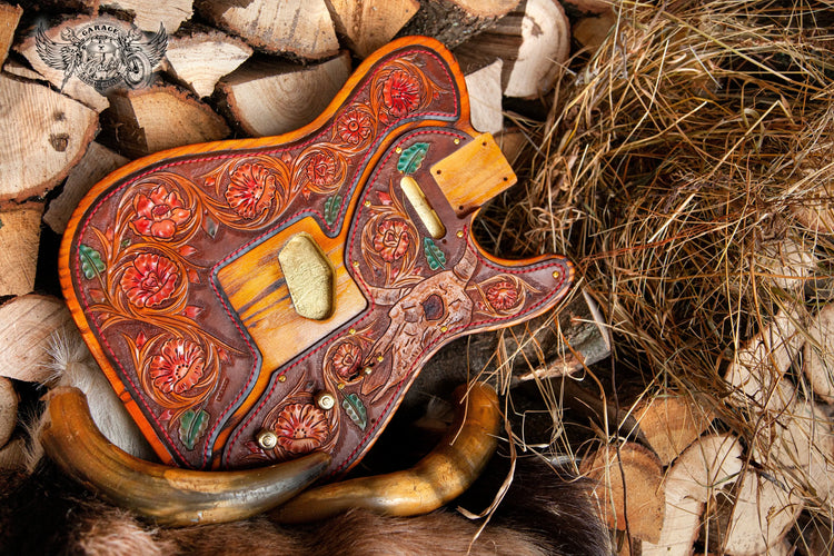 Hand Tooled Leather Bound Telecaster Guitar Bodies