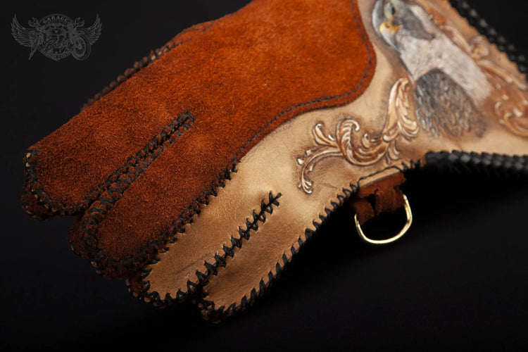 Leather Falconry Glove And Leather Bound Flasks