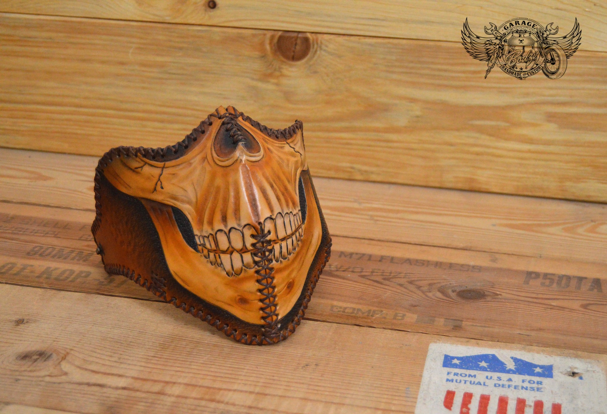 Skull Motorcycle Leather Half Mask-ByBodzi