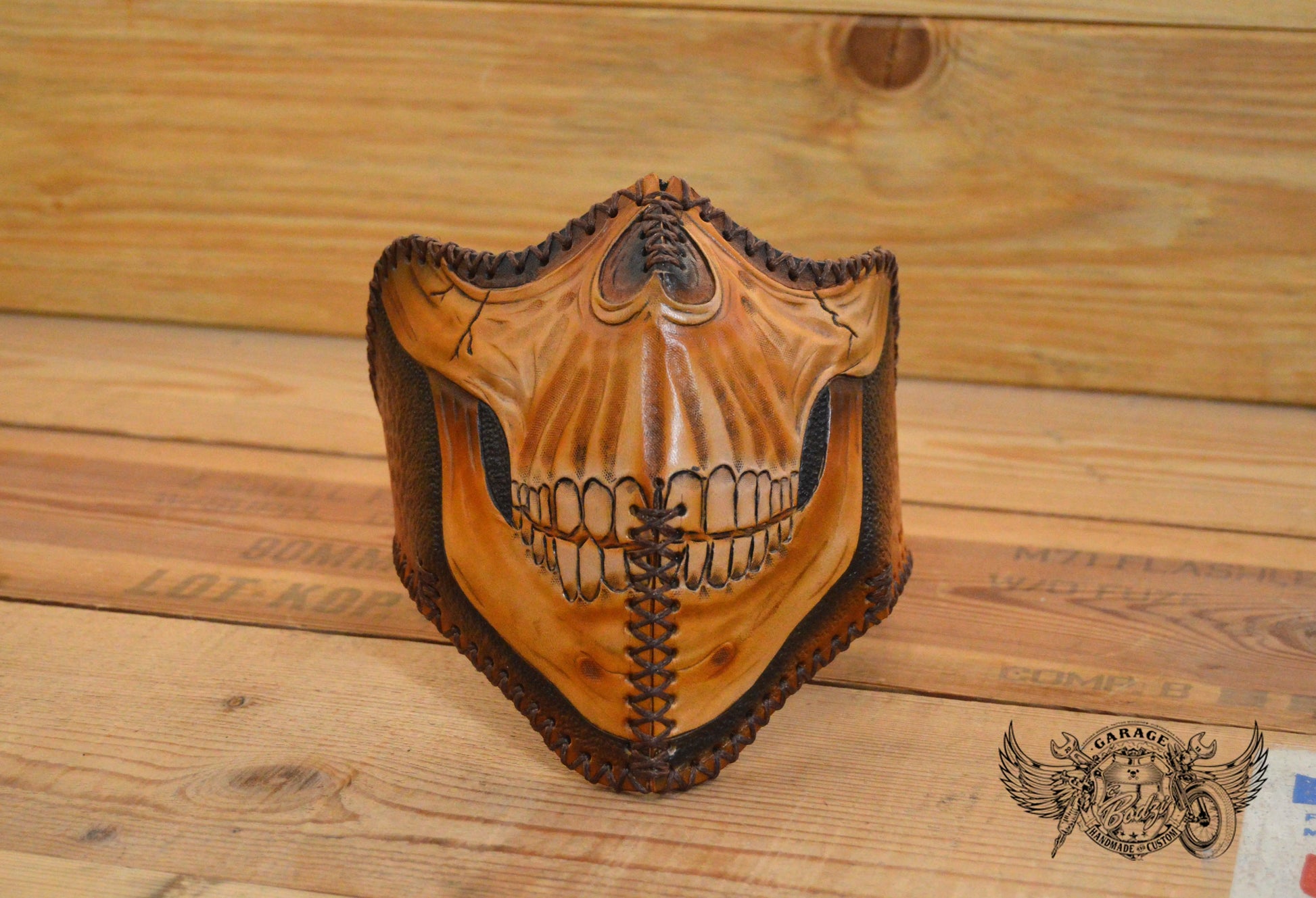 Skull Motorcycle Leather Half Mask-ByBodzi