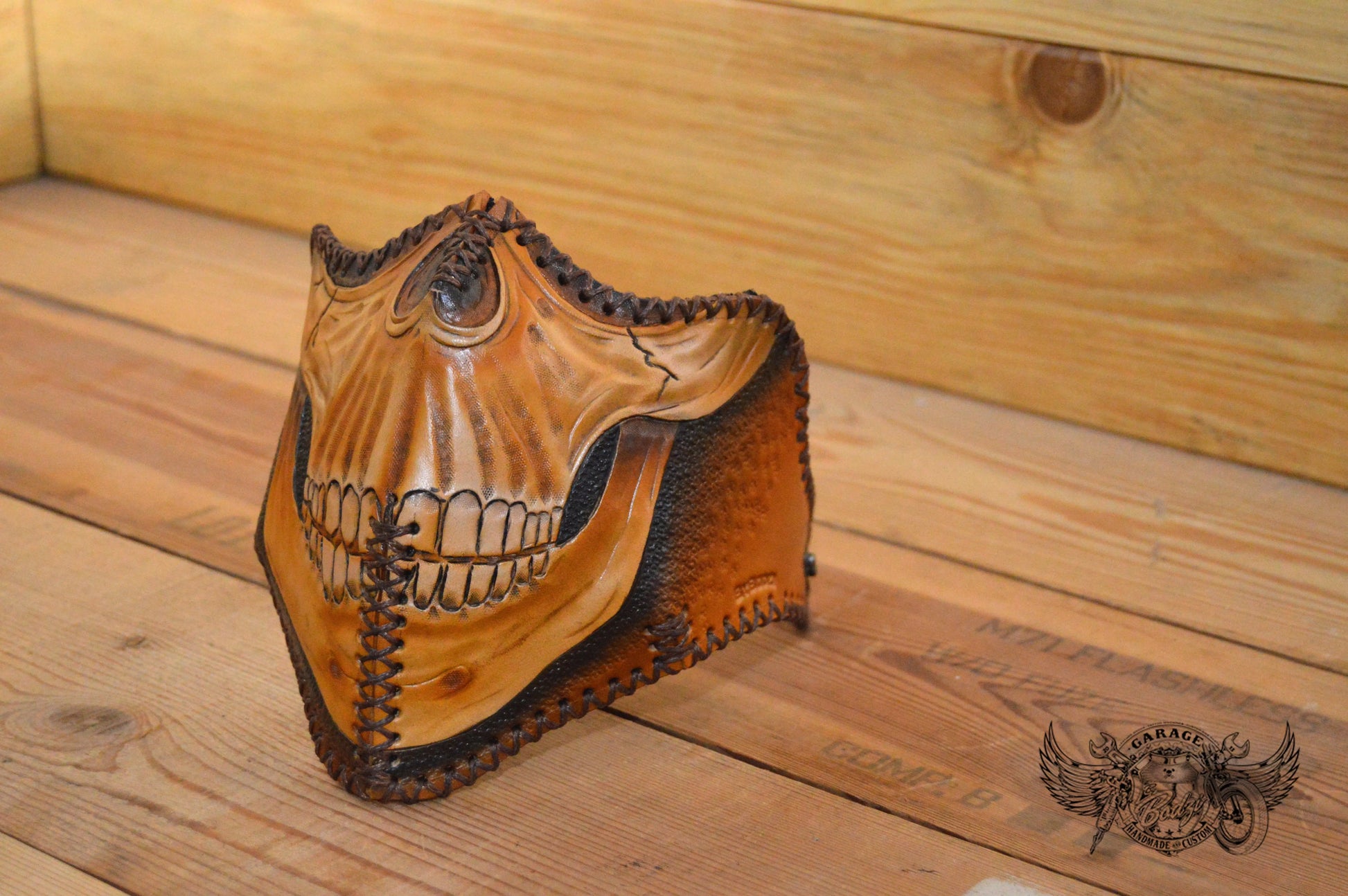 Skull Motorcycle Leather Half Mask-ByBodzi