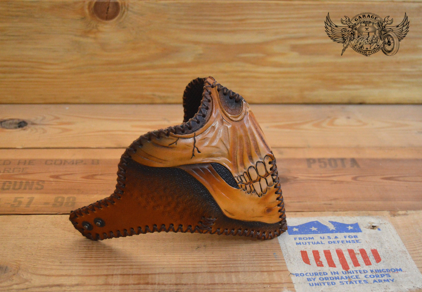 Skull Motorcycle Leather Half Mask-ByBodzi
