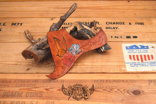 Butterly & Flowers Custom Leather Taylor Pickguard-ByBodzi