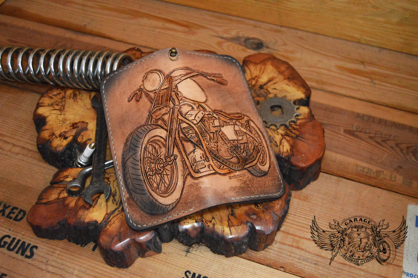 Brown Custom Motorcycle Leather Long Leather Wallet v1.0-ByBodzi-ByBodzi