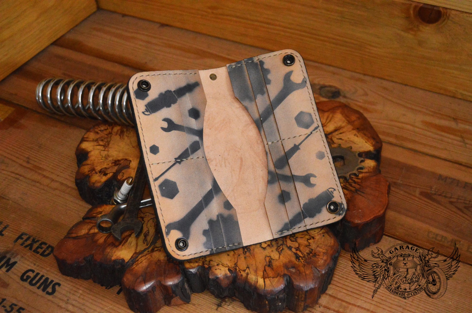Brown Custom Motorcycle Leather Long Leather Wallet v1.0-ByBodzi-ByBodzi