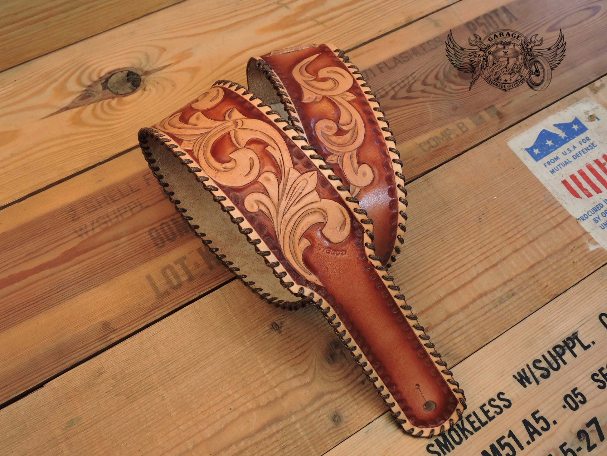 Brown Vinework Leather Guitar Strap-ByBodzi-ByBodzi