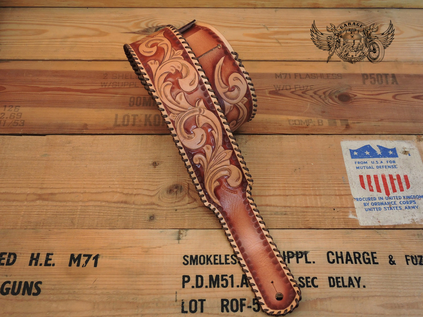 Brown Vinework Leather Guitar Strap-ByBodzi-ByBodzi
