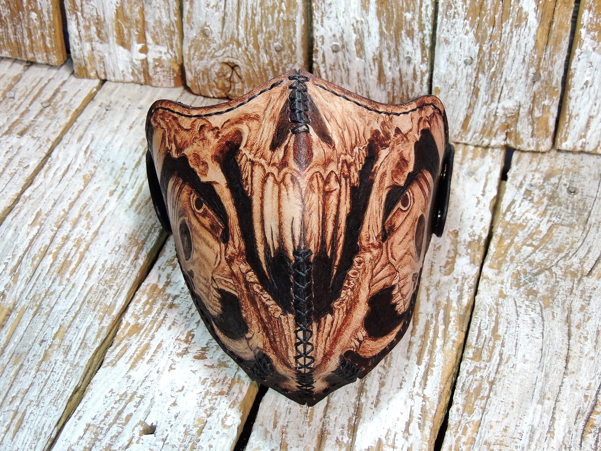 Burned Monsters Skull Motorcycle Leather Half Mask-ByBodzi