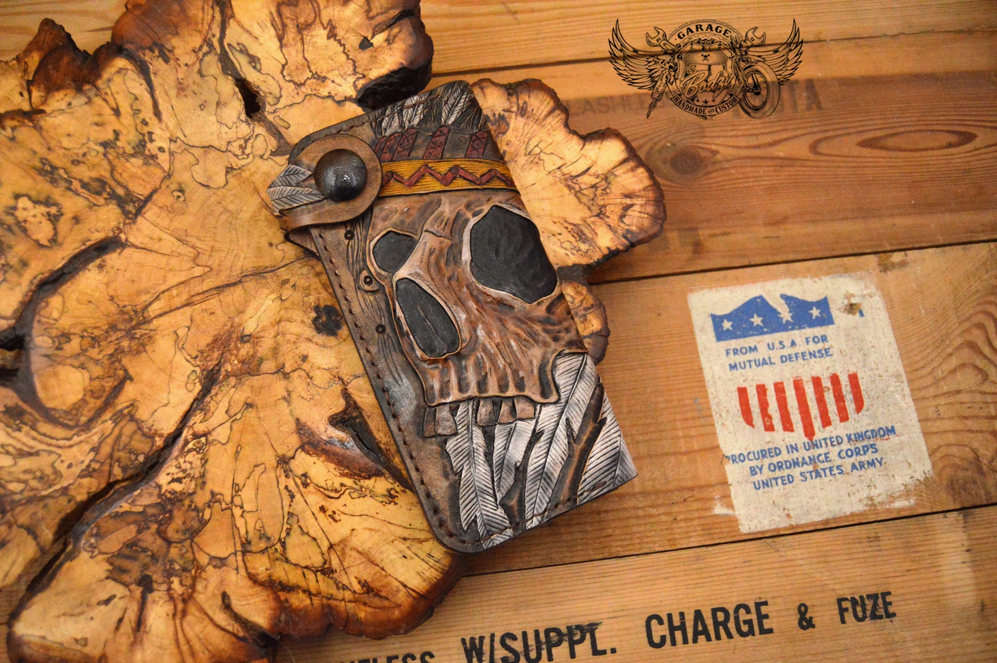 Chief Skull Leather Long Leather Wallet v2.0-ByBodzi-ByBodzi