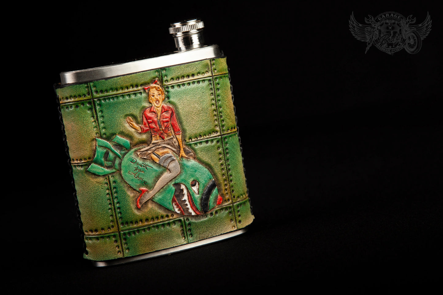 Death From Above Leather Bound Flask-ByBodzi-ByBodzi