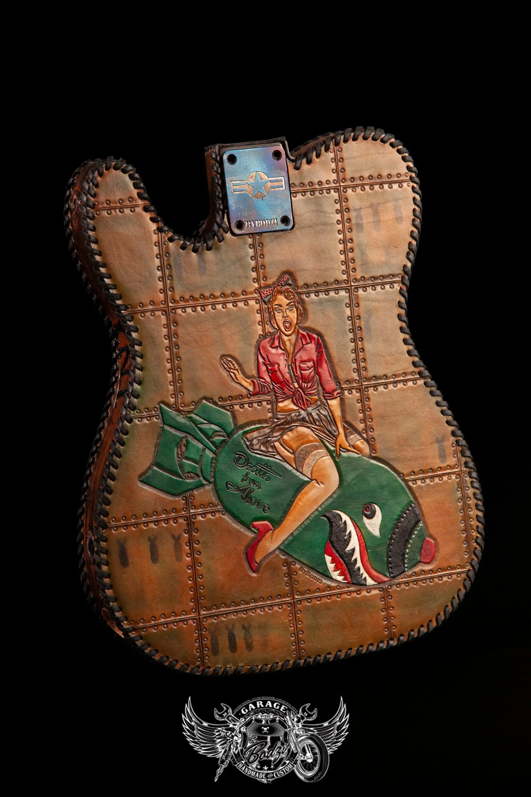Death From Above Military Leather Bound Telecaster Body-ByBodzi-ByBodzi