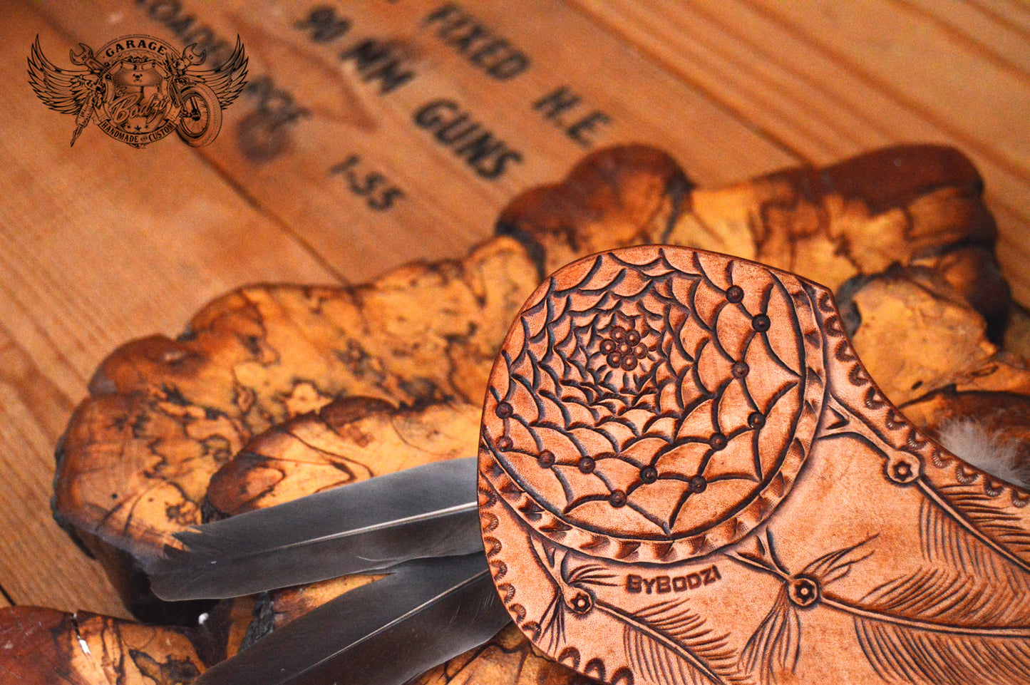 Dream Catcher With Feathers Acoustic Guitar Pickguard - ByBodzi