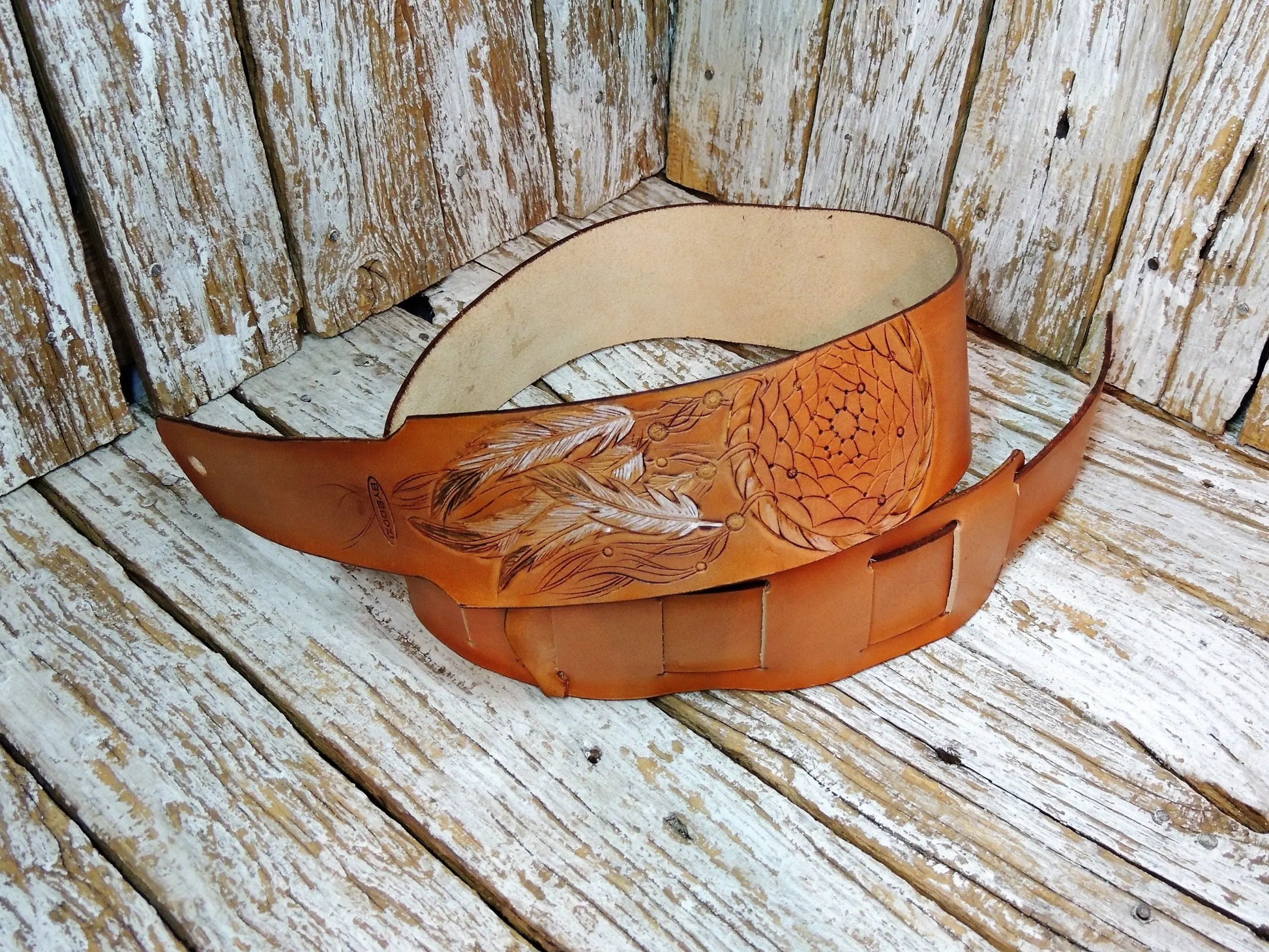 Dreamcatcher Leather Guitar Strap-ByBodzi-ByBodzi