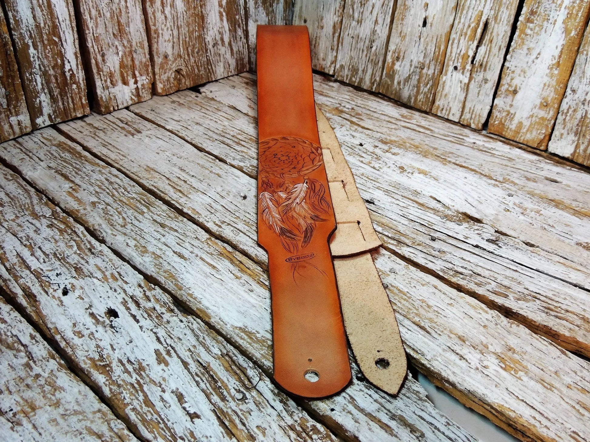 Dreamcatcher Leather Guitar Strap-ByBodzi-ByBodzi