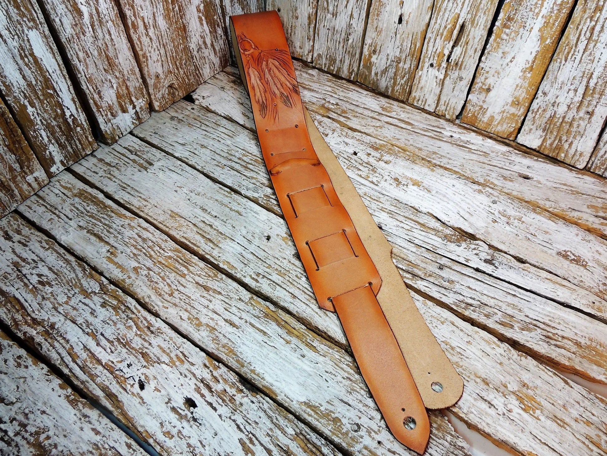 Dreamcatcher Leather Guitar Strap-ByBodzi-ByBodzi