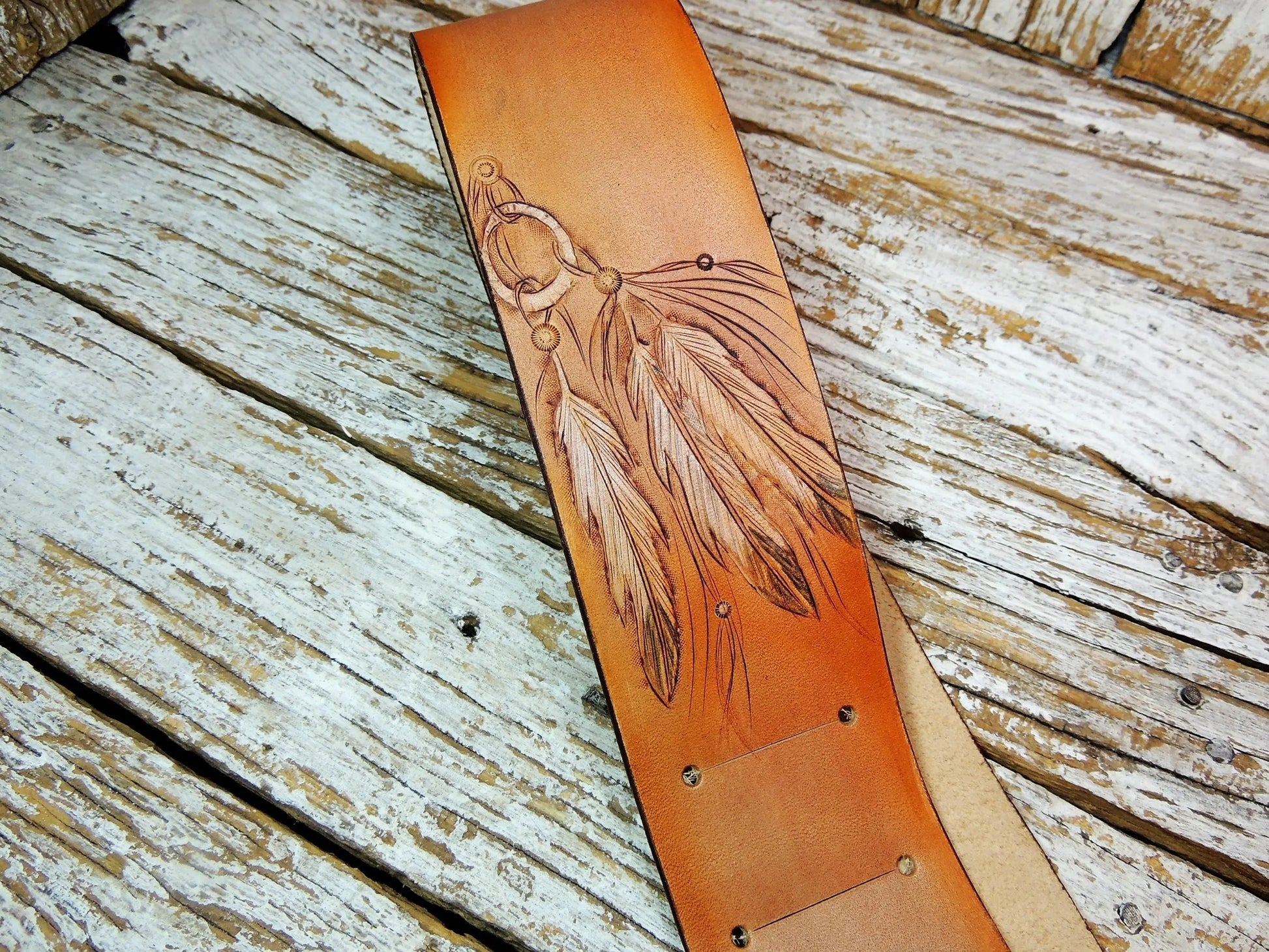 Dreamcatcher Leather Guitar Strap-ByBodzi-ByBodzi