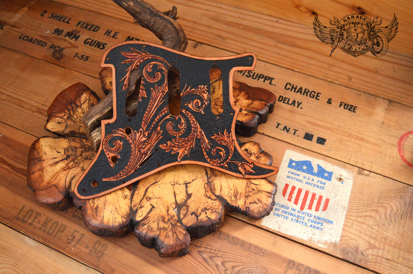 Filigree Leather Stratocaster Pickguard
