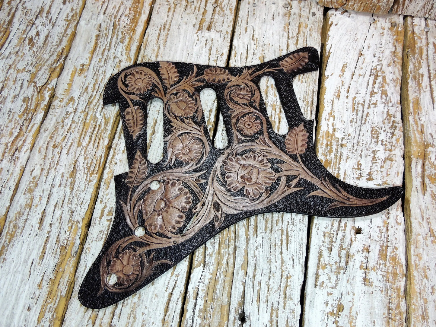 Floral Sheridan Leather Stratocaster Pickguard-ByBodzi-ByBodzi