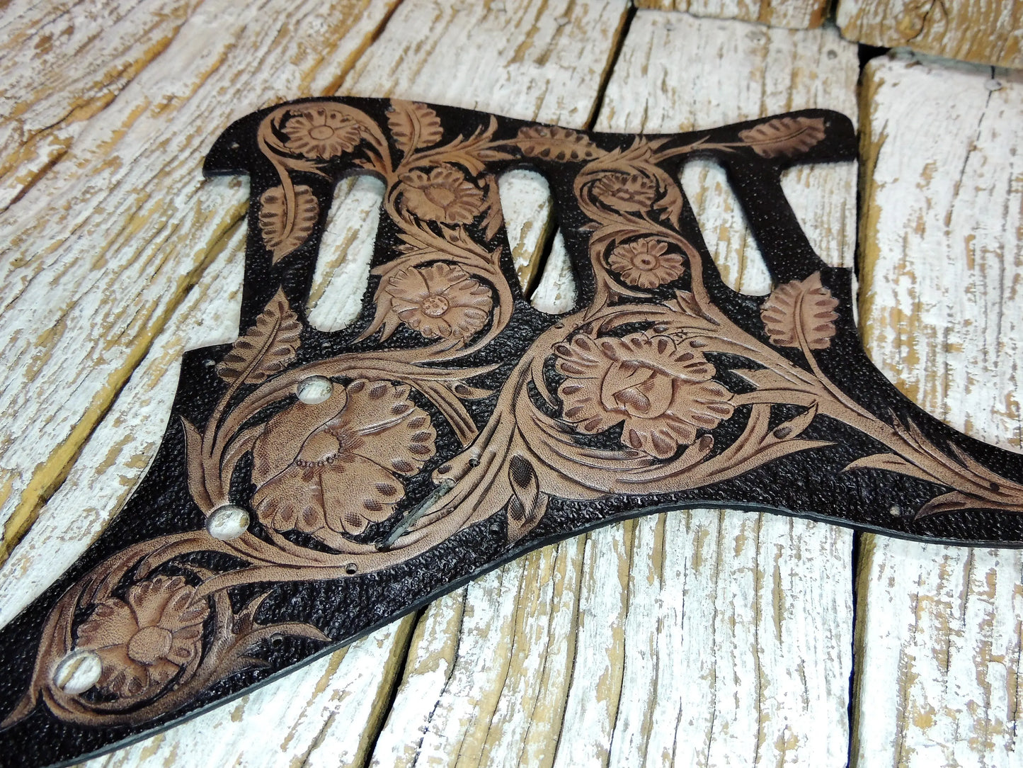 Floral Sheridan Leather Stratocaster Pickguard-ByBodzi-ByBodzi
