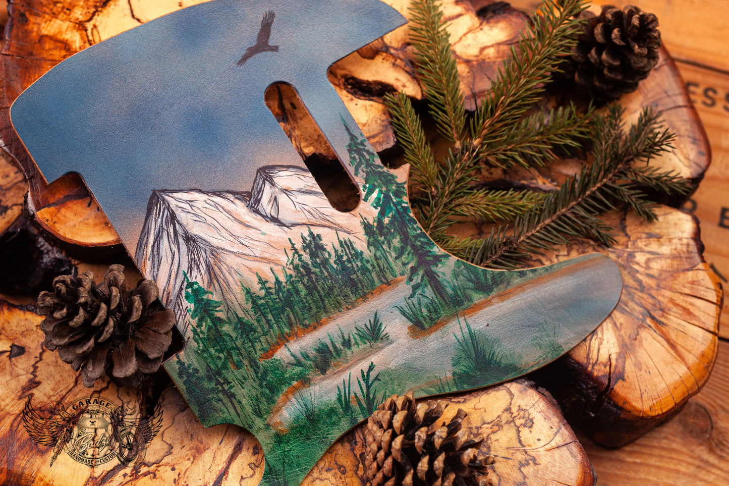 Forest Landscape Leather Telecaster Pickguard-ByBodzi-ByBodzi