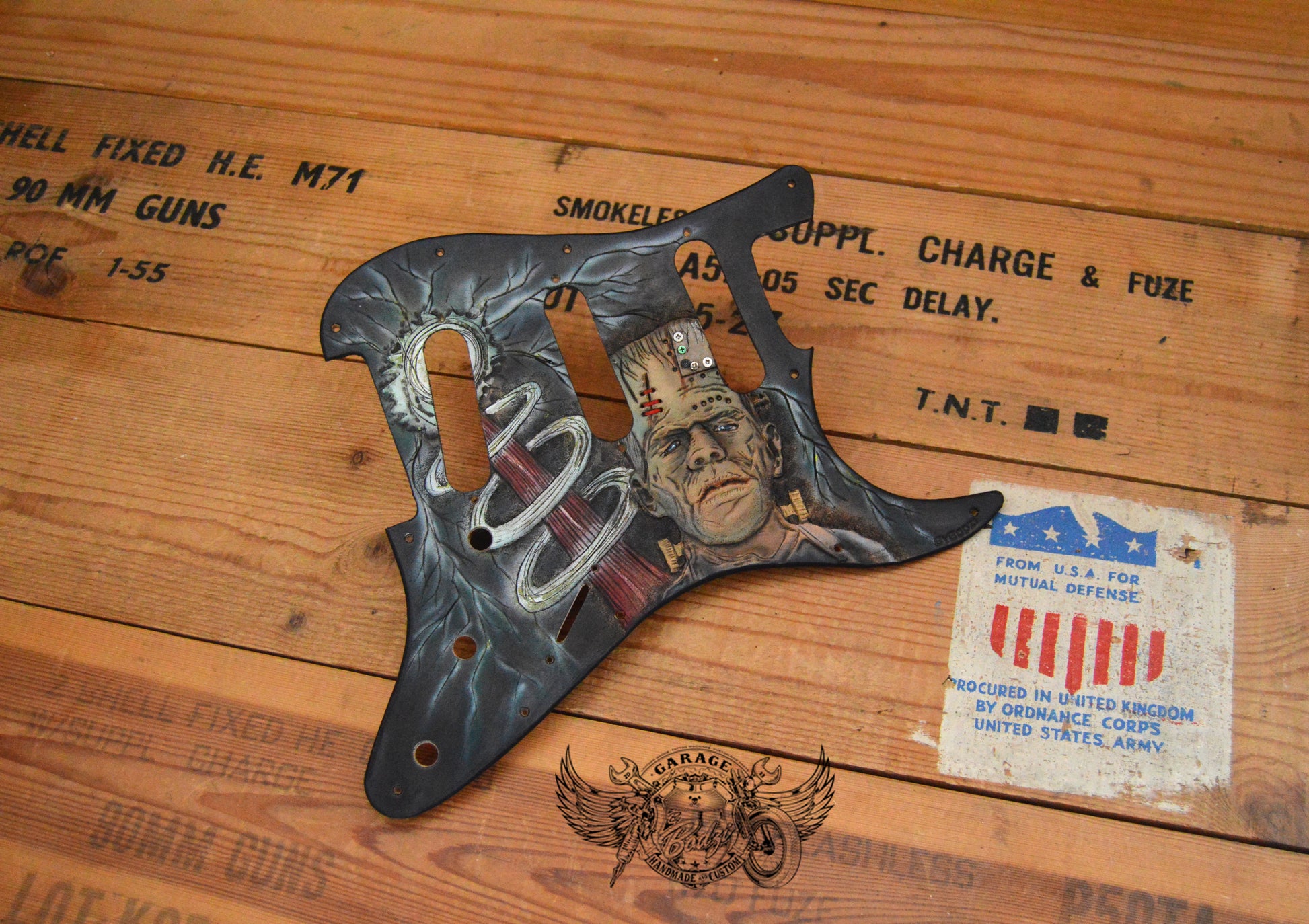 Frankenstein's Monster Leather Stratocaster Pickguard