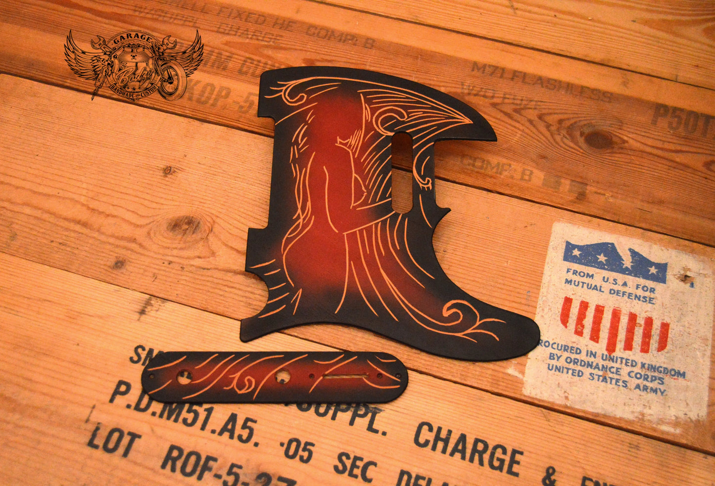 Girl Silhouette Leather Telecaster Pickguard-ByBodzi-ByBodzi