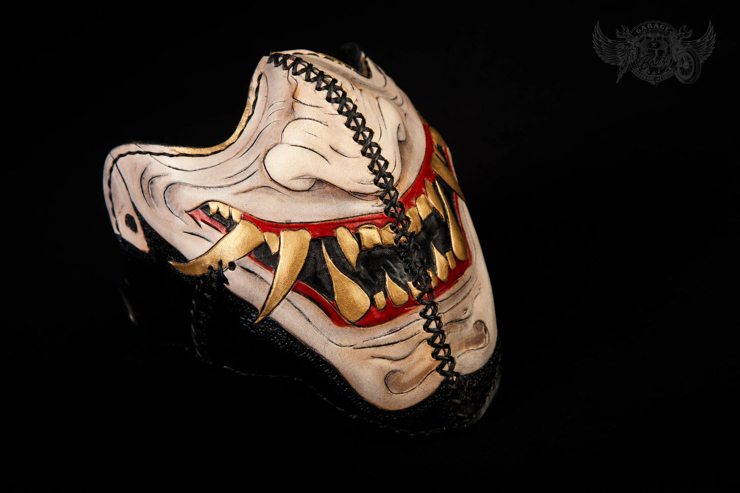 Hannya Motorcycle Leather Half Mask-ByBodzi-ByBodzi