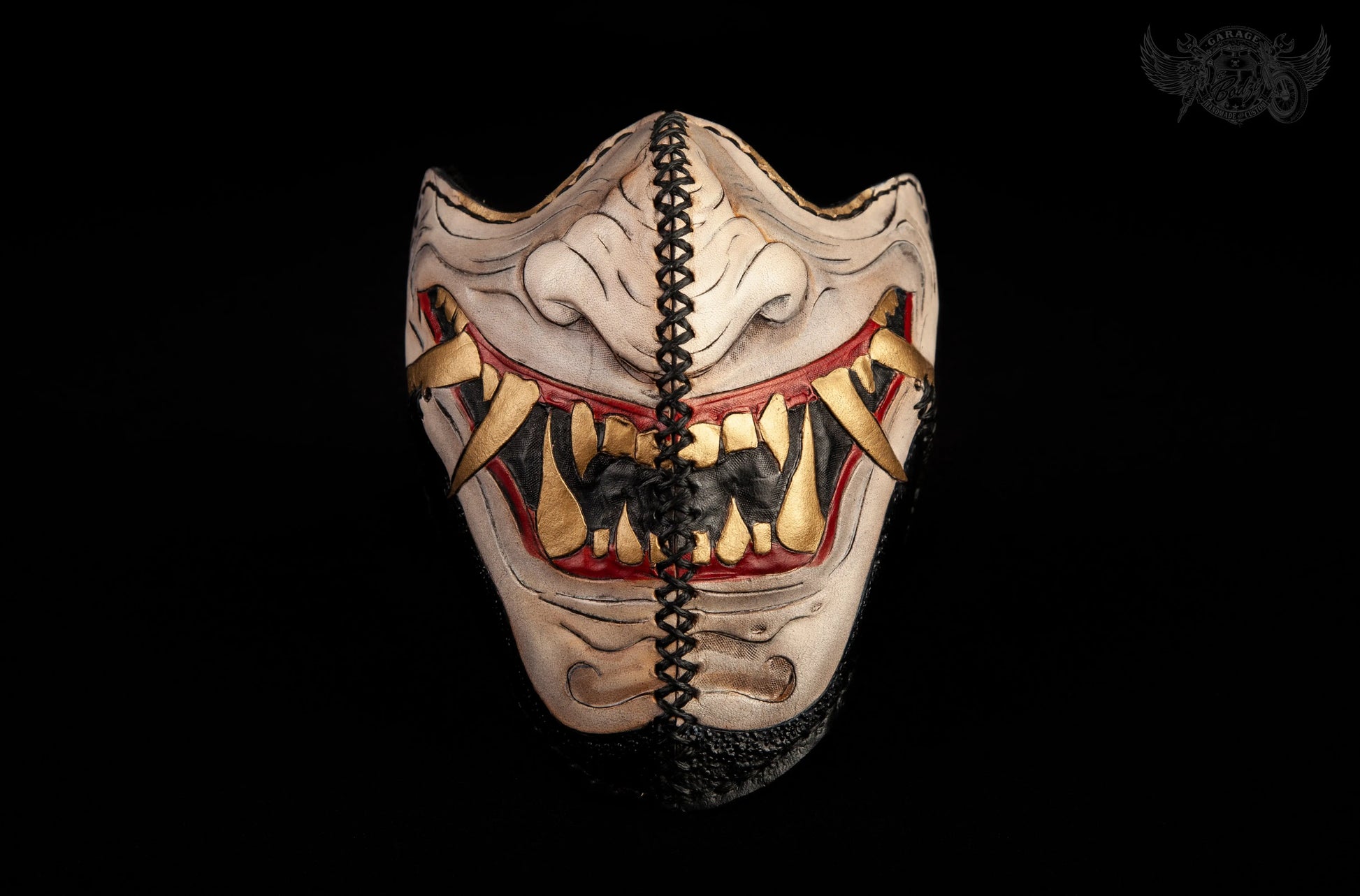 Hannya Motorcycle Leather Half Mask-ByBodzi-ByBodzi