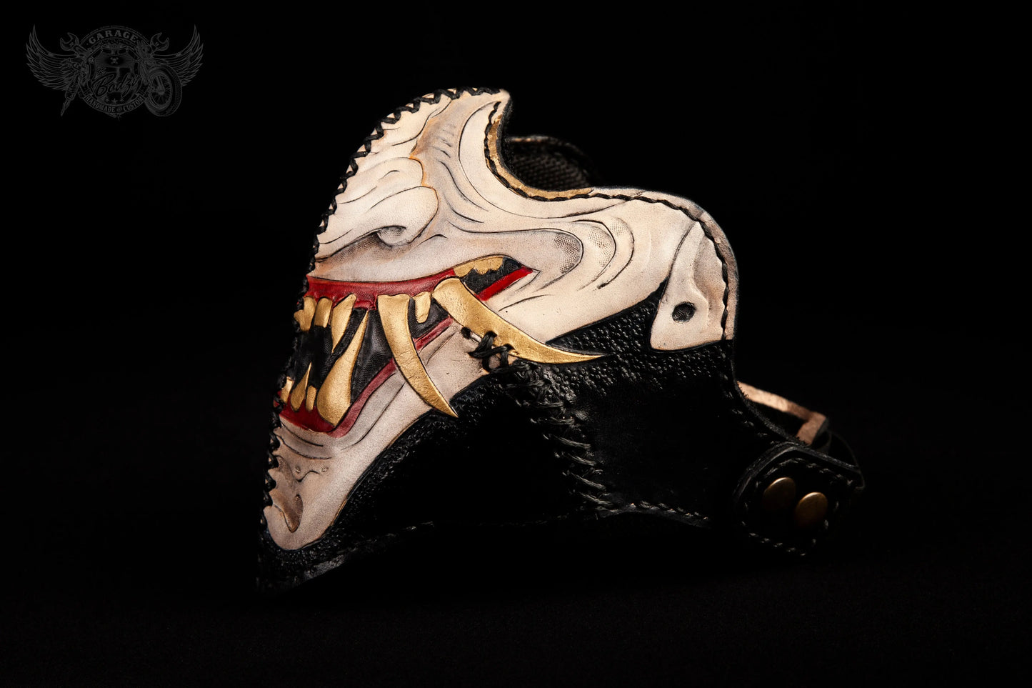 Hannya Motorcycle Leather Half Mask-ByBodzi-ByBodzi