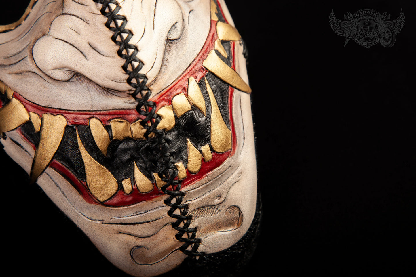 Hannya Motorcycle Leather Half Mask-ByBodzi-ByBodzi