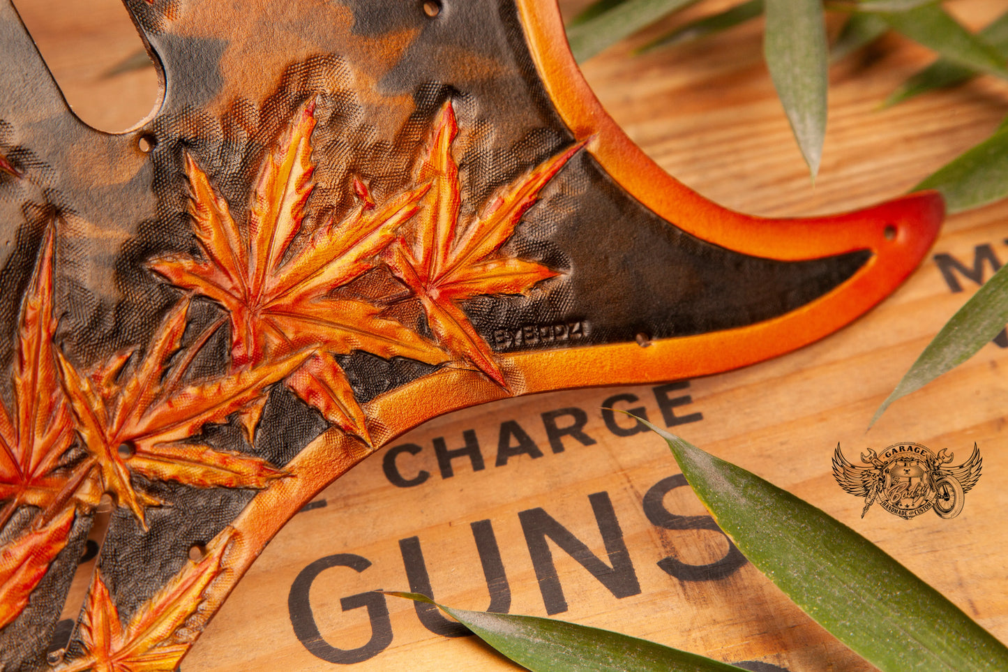 Japanese Oak Leather Stratocaster Pickguard-ByBodzi-ByBodzi