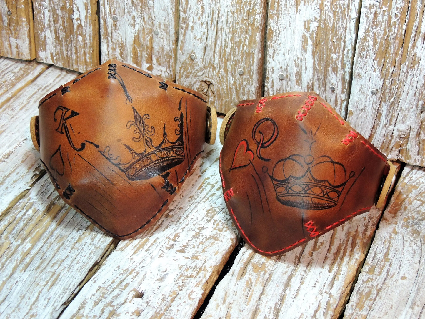 King & Queen Motorcycle Leather Half Masks-ByBodzi