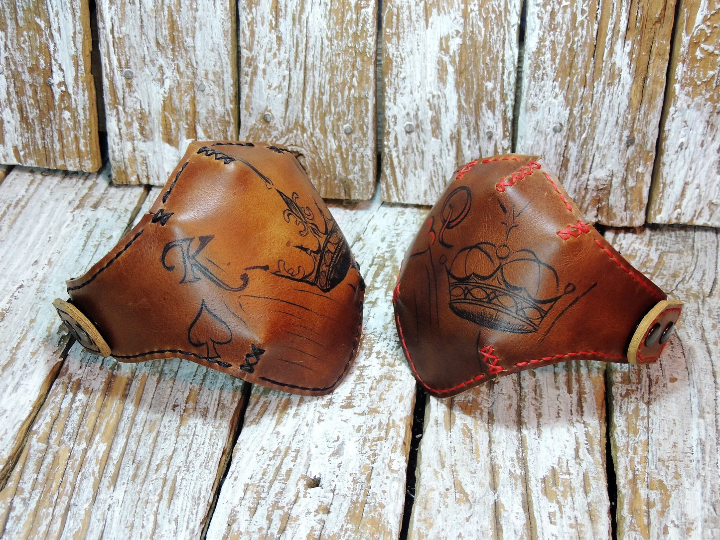 King & Queen Motorcycle Leather Half Masks-ByBodzi