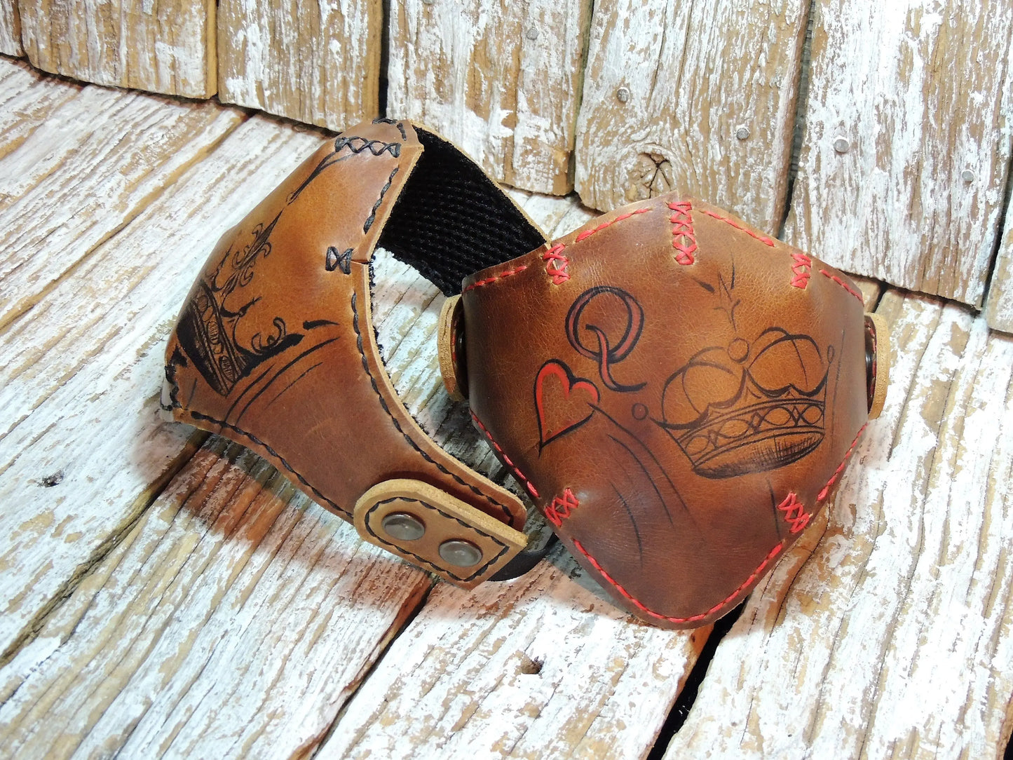 King & Queen Motorcycle Leather Half Masks-ByBodzi