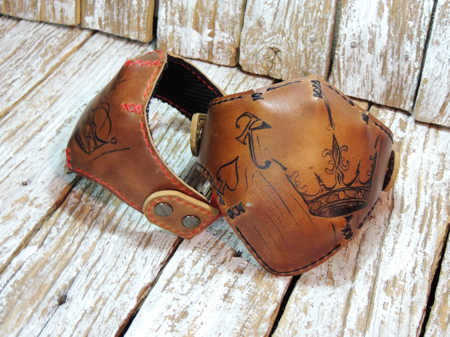 King & Queen Motorcycle Leather Half Masks-ByBodzi
