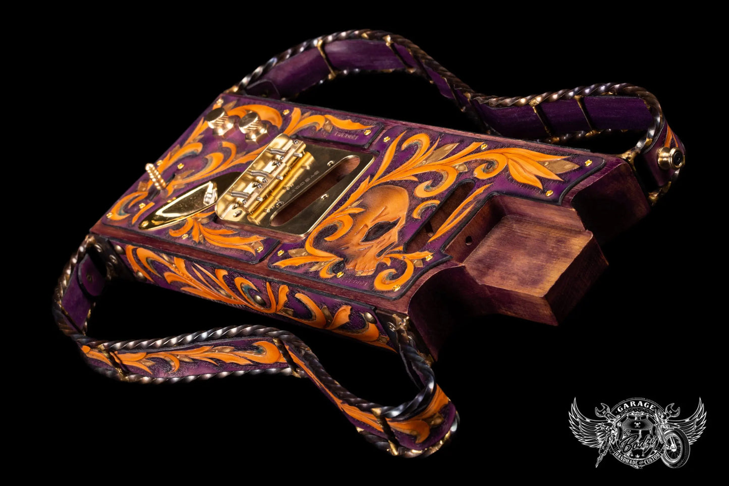 Leather Covered Ash Wood & Steel Telecaster Body-ByBodzi-ByBodzi