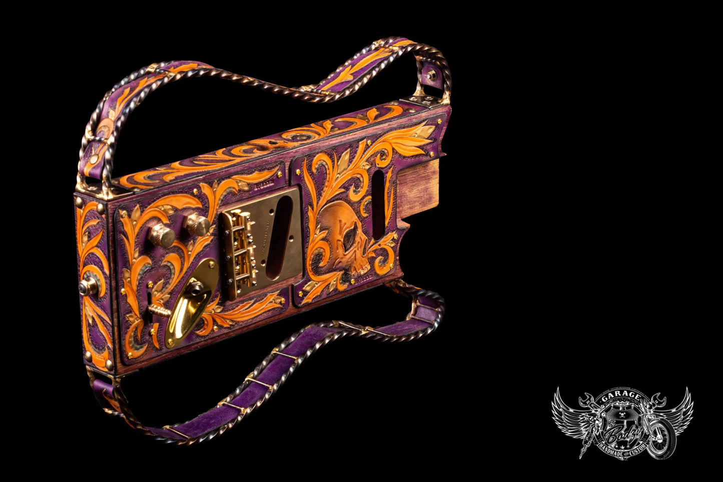 Leather Covered Ash Wood & Steel Telecaster Body-ByBodzi-ByBodzi