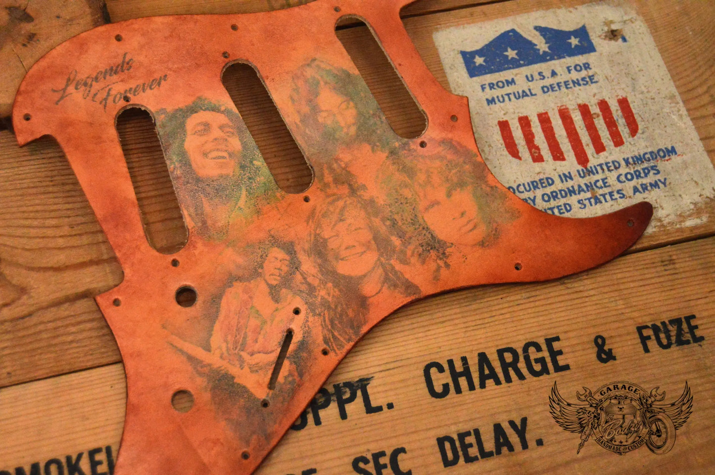 Legends Forever Portraits Leather Stratocaster Pickguard-ByBodzi