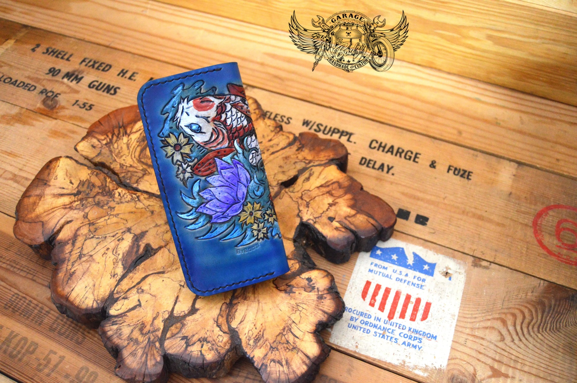 Lotus & Koi Fish Leather Long Leather Wallet v1.0-ByBodzi-ByBodzi