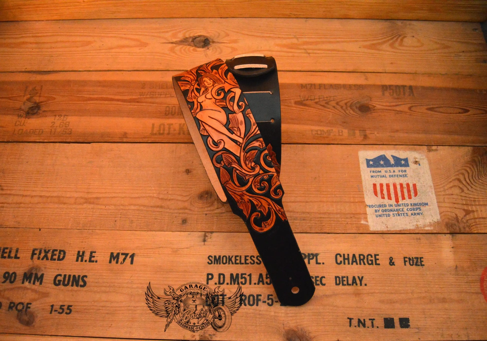 Maiden In Vines Leather Guitar Strap-ByBodzi-ByBodzi