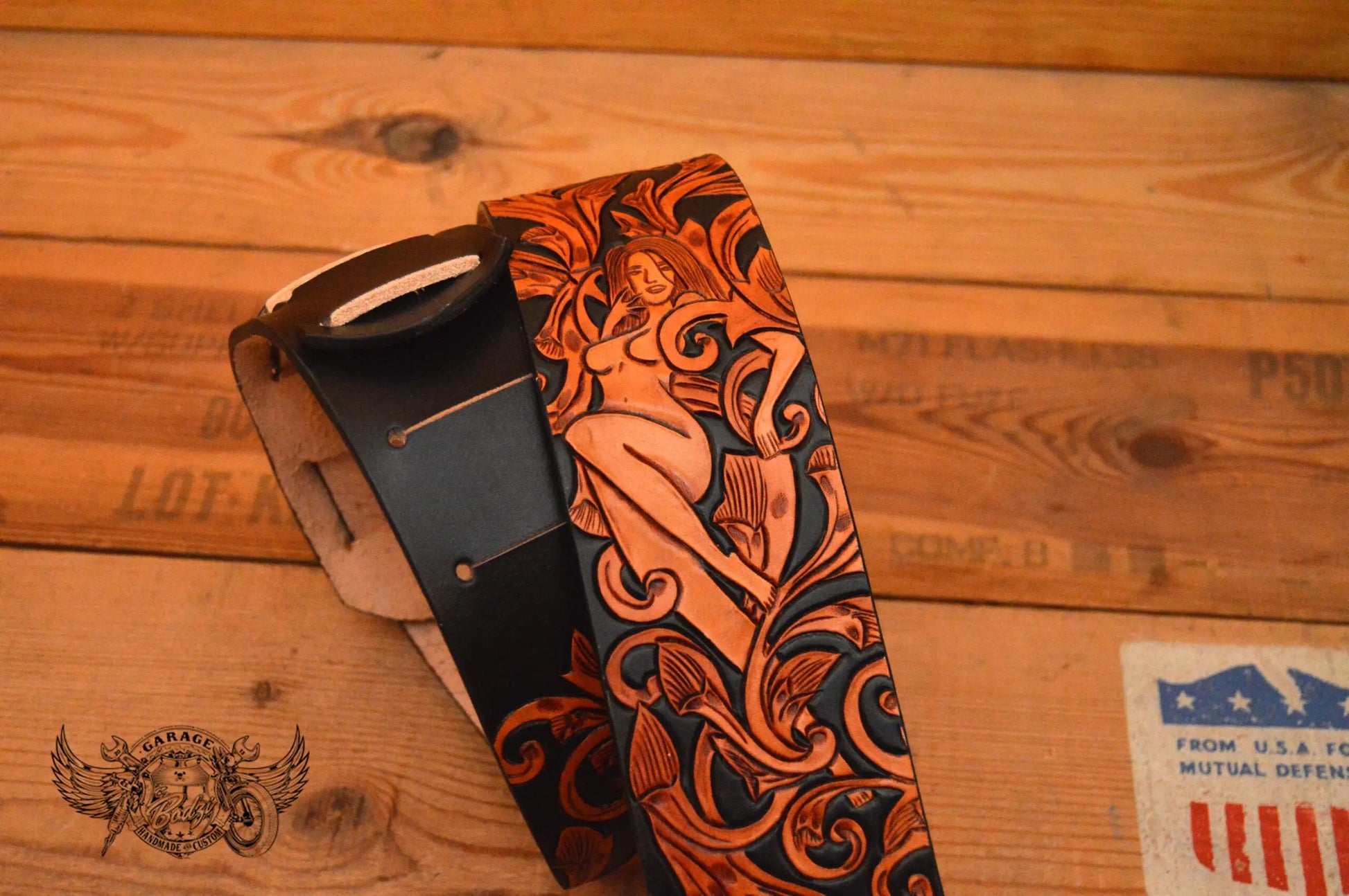 Maiden In Vines Leather Guitar Strap-ByBodzi-ByBodzi