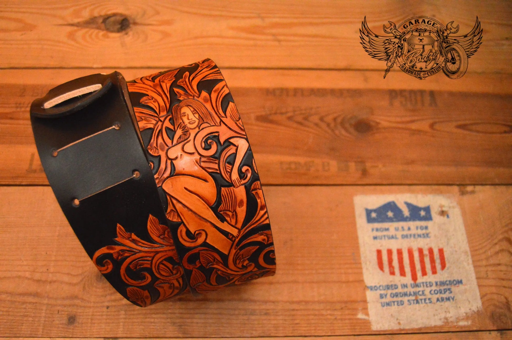 Maiden In Vines Leather Guitar Strap-ByBodzi-ByBodzi