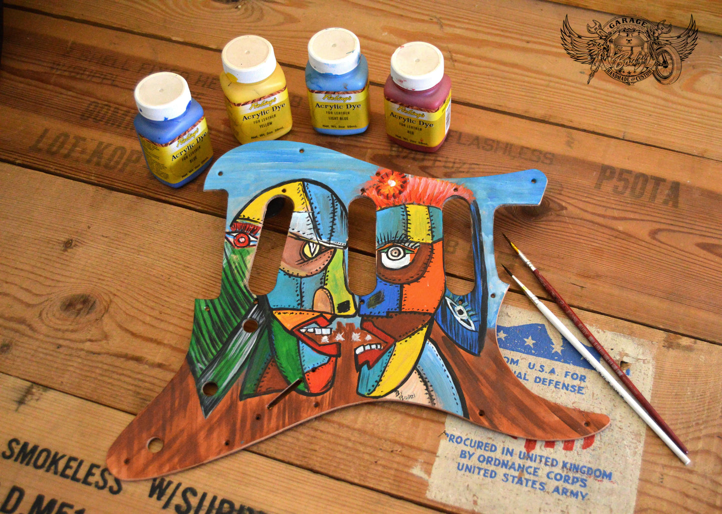 Picasso & Pink Floyd Leather Stratocaster Pickguard-ByBodzi-ByBodzi