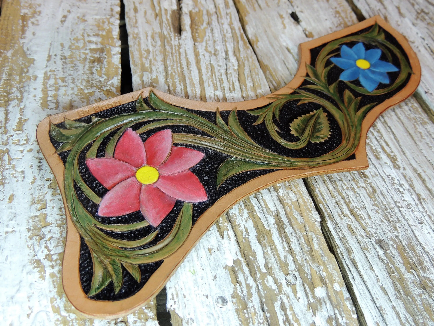 Pink & Blue Flowers Skull Gibson J200 Pickguard-ByBodzi-ByBodzi