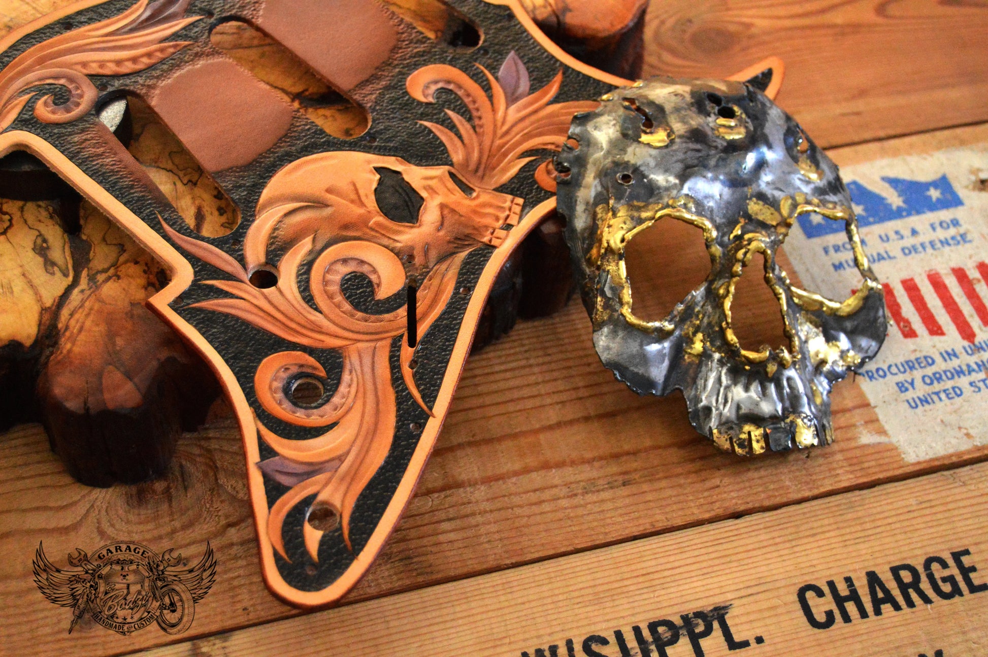 Purple Skull Leather Stratocaster Pickguard-ByBodzi