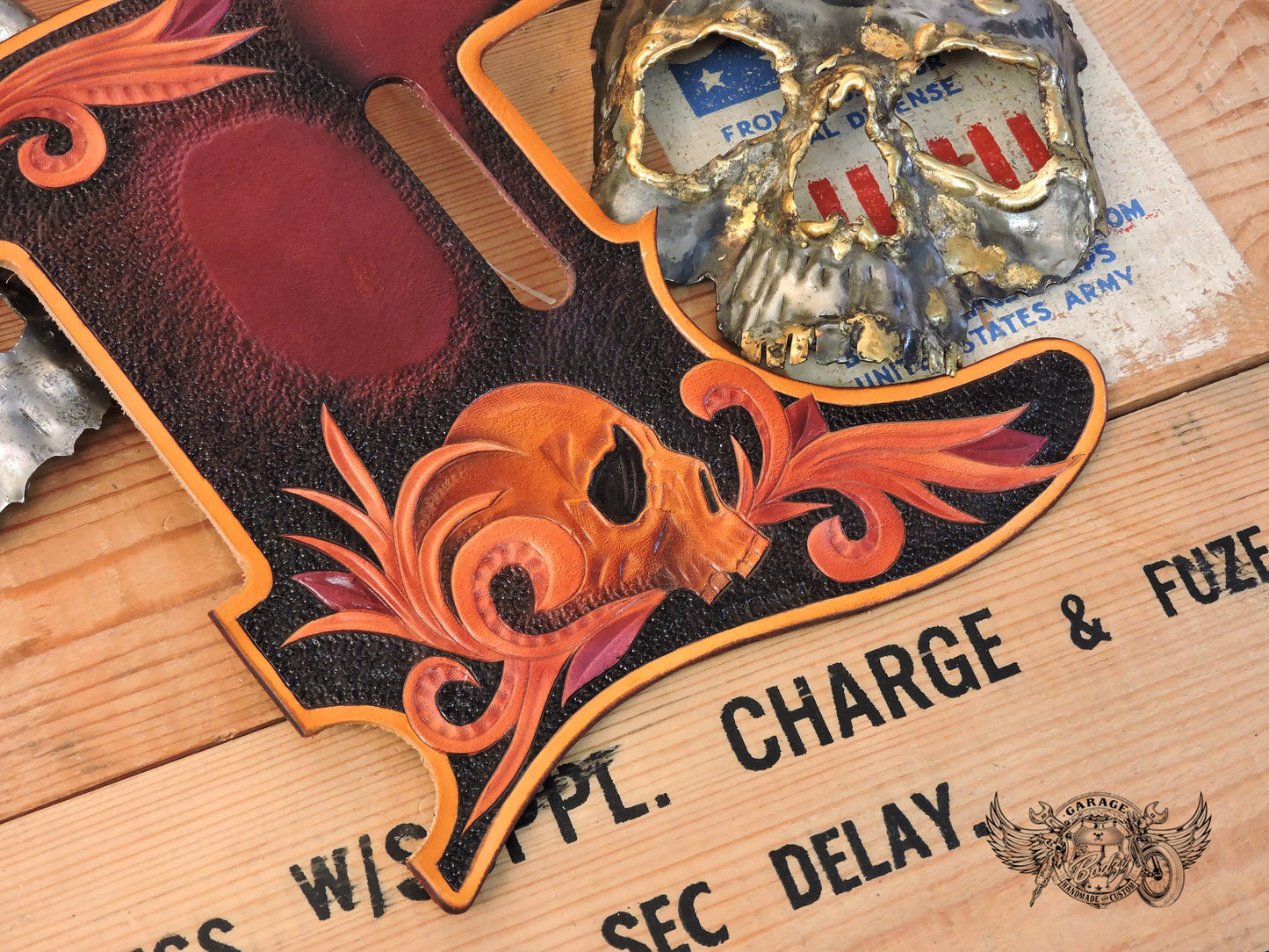 Purple Skull Leather Telecaster Pickguard-ByBodzi-ByBodzi