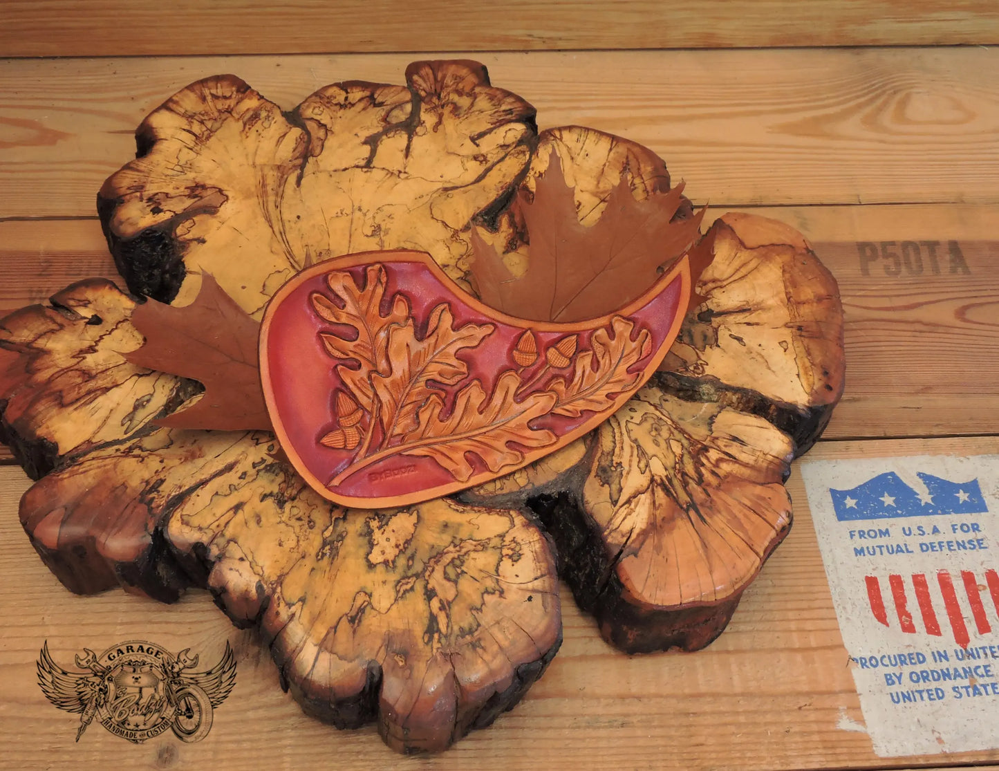 Red Oak Leaf Acoustic Guitar Pickguard-ByBodzi-ByBodzi