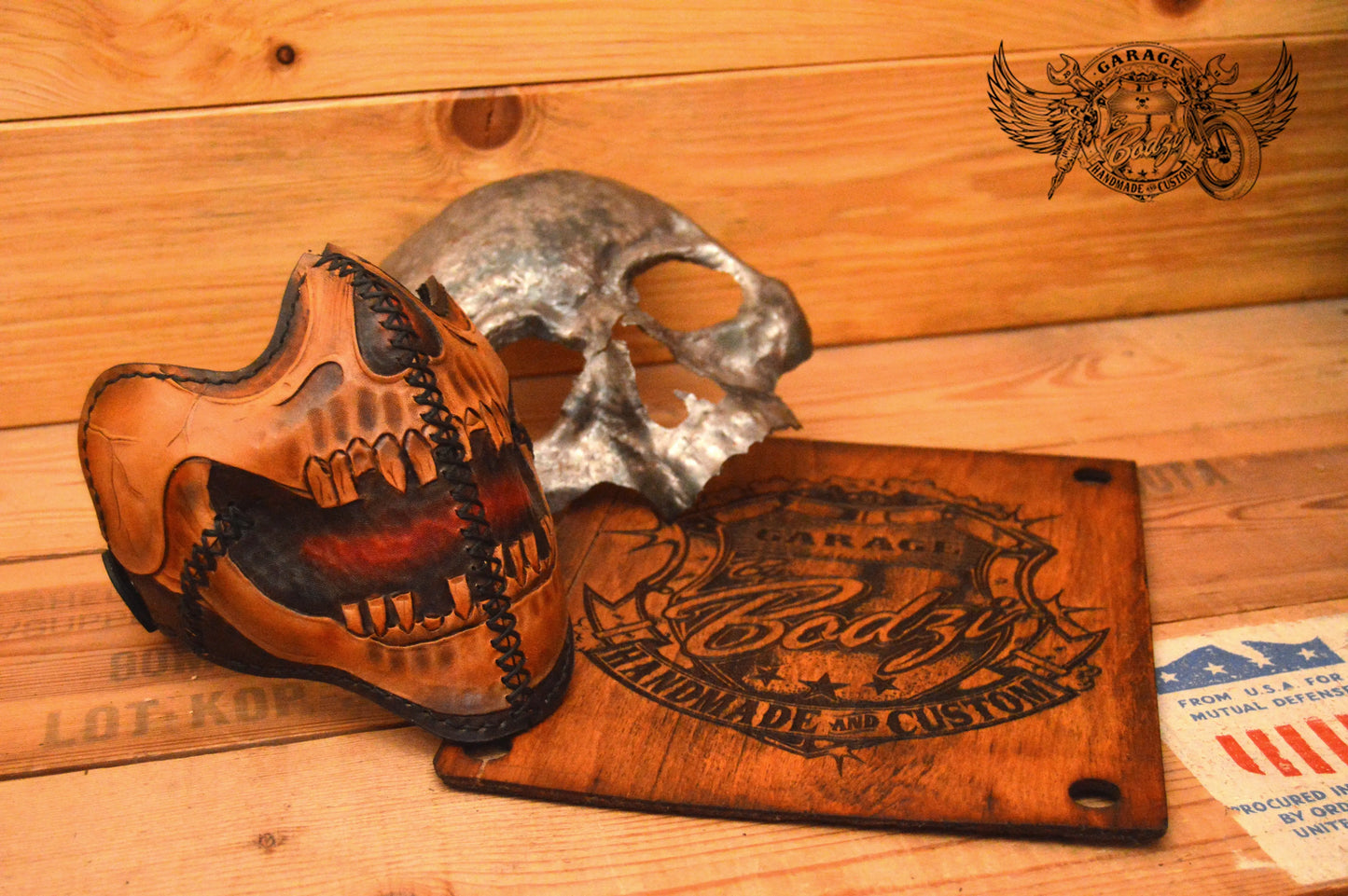 Skull Motorcycle Leather Half Mask v2.0-ByBodzi
