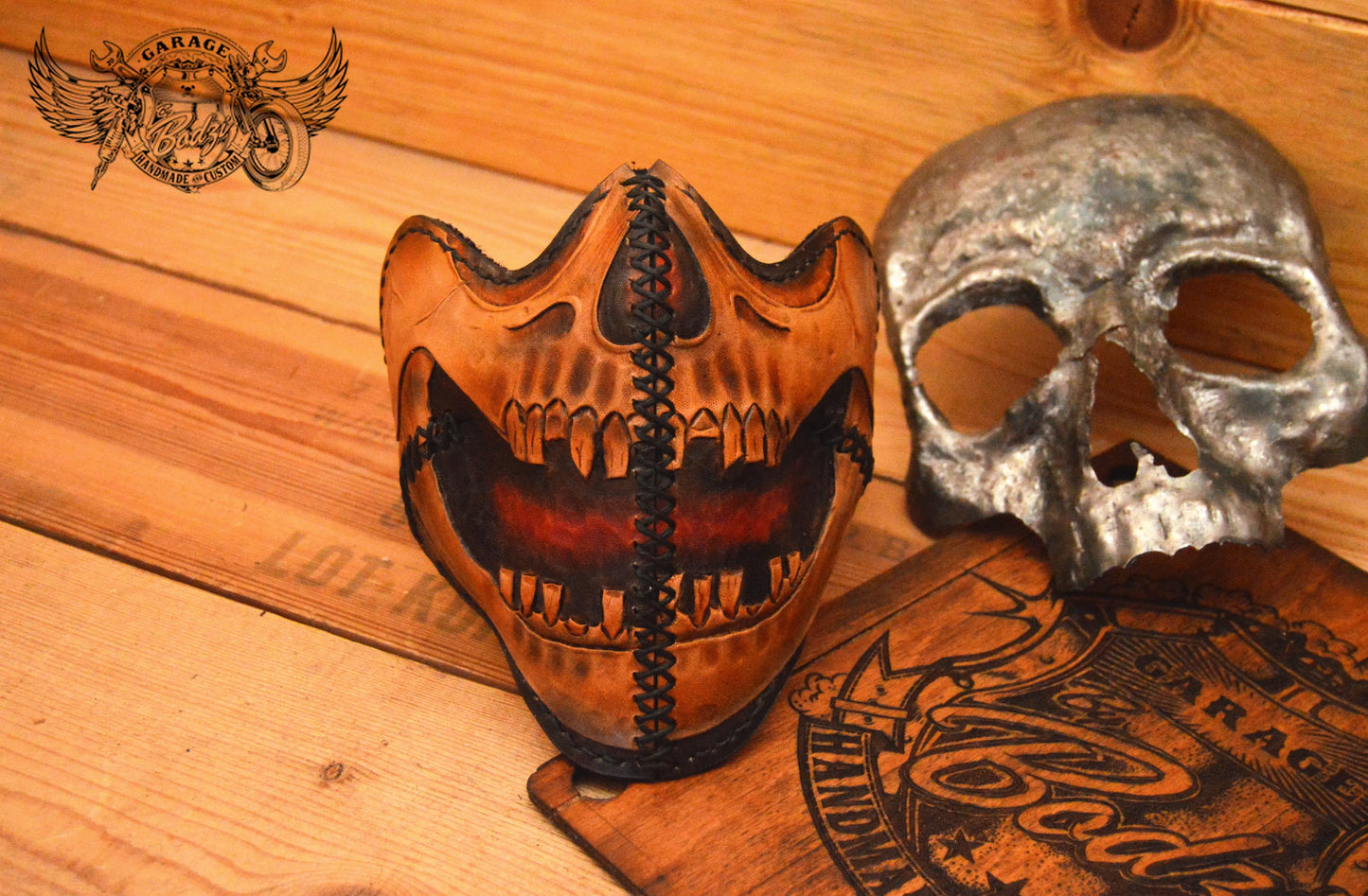 Skull Motorcycle Leather Half Mask v2.0-ByBodzi