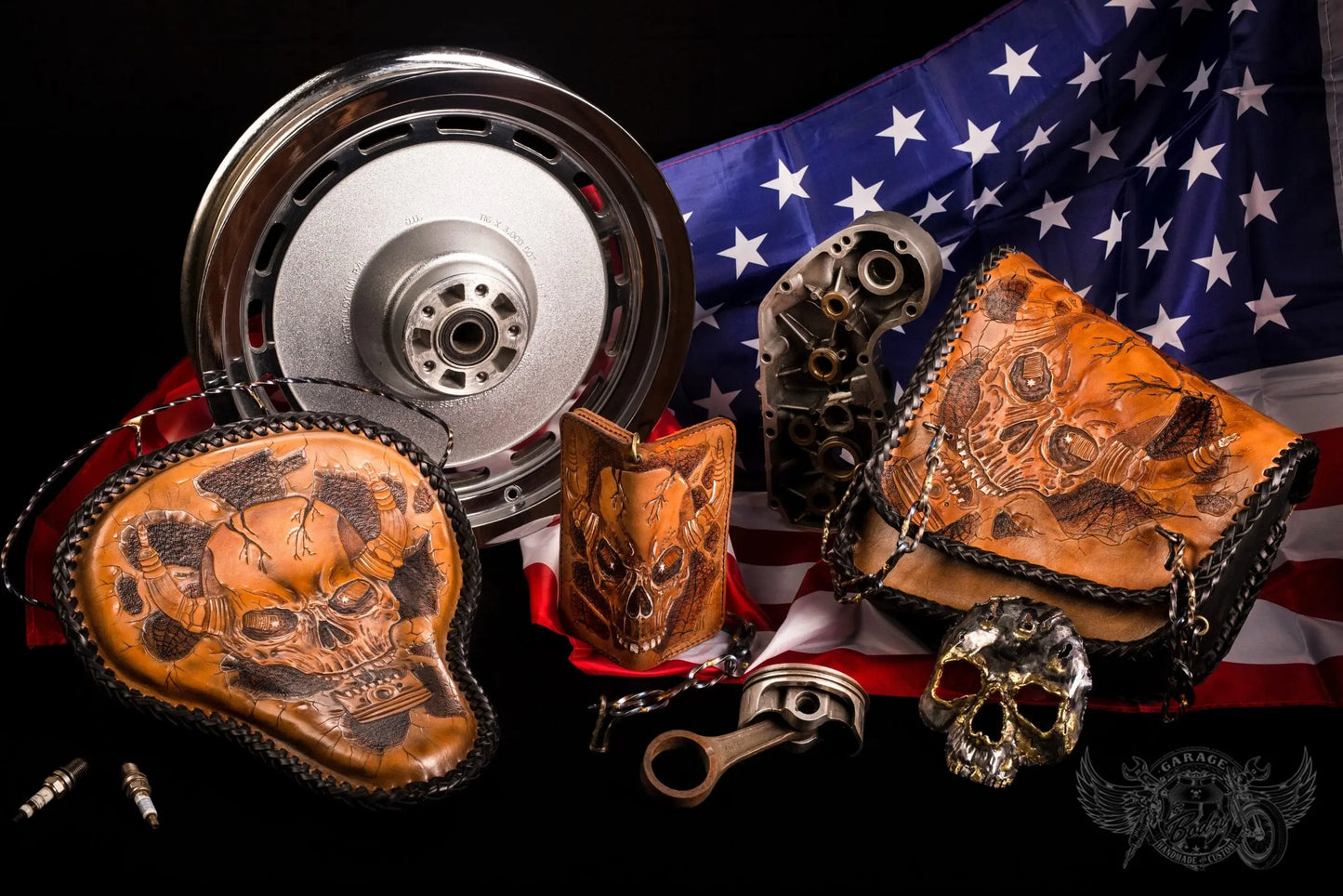 Skull & Piston Leather Bobber Set-ByBodzi-ByBodzi